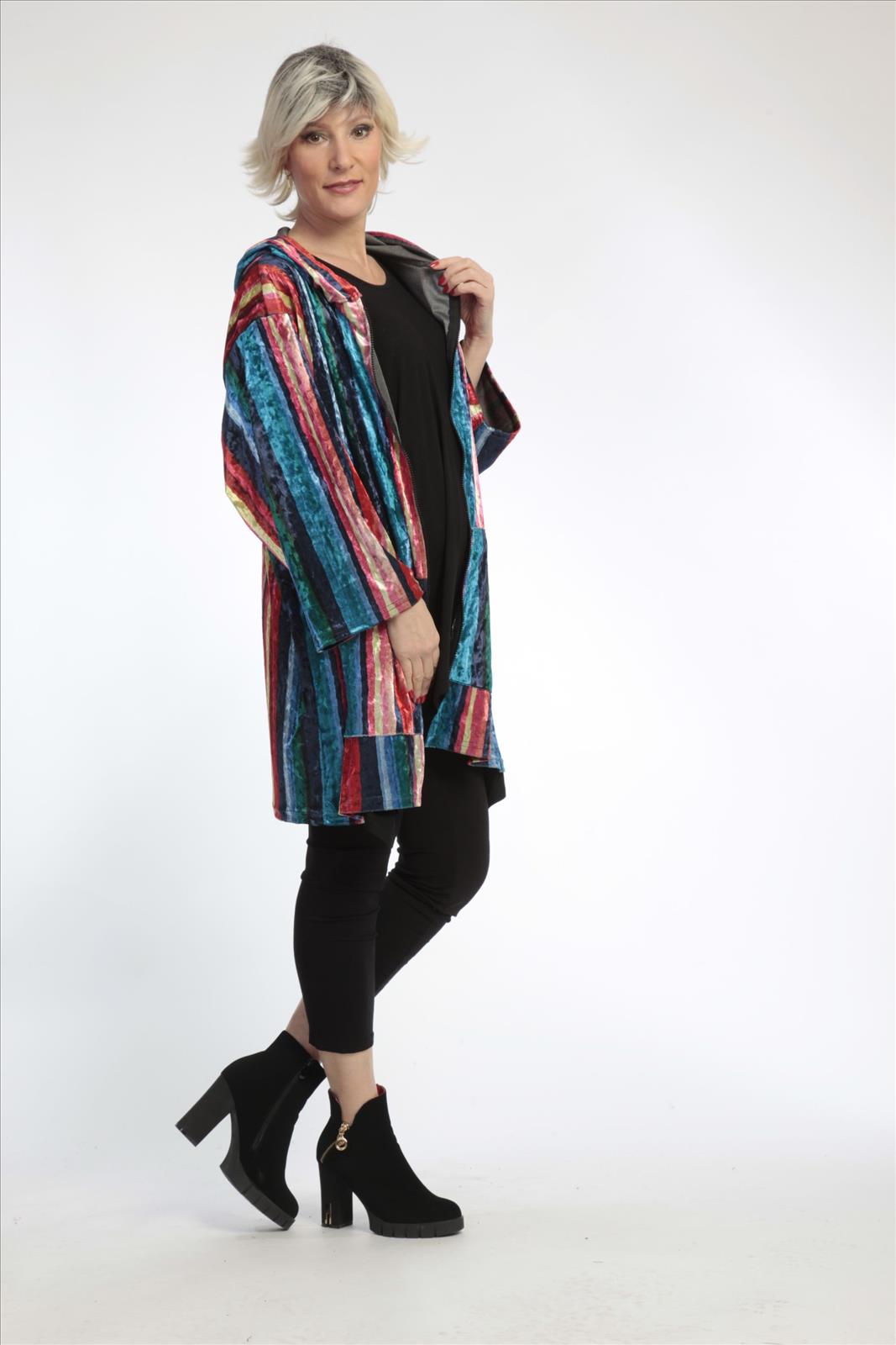  AKH Fashion Jacke in gerader Form, aus Materialmix, 0819.06707, Multicolor, Streifen