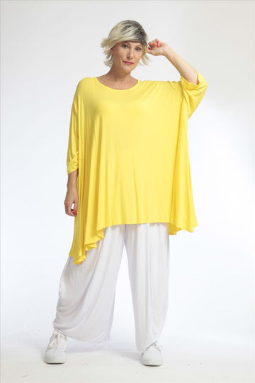  A-Form Bigshirt von AKH Fashion aus Viskose, 1018.00593, Gelb, Unifarben, Ausgefallen, Modern