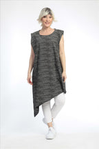  AKH Fashion Tunika in asymmetrischer Form, aus Baumwolle, 0832.06776, Schwarz-Weiß