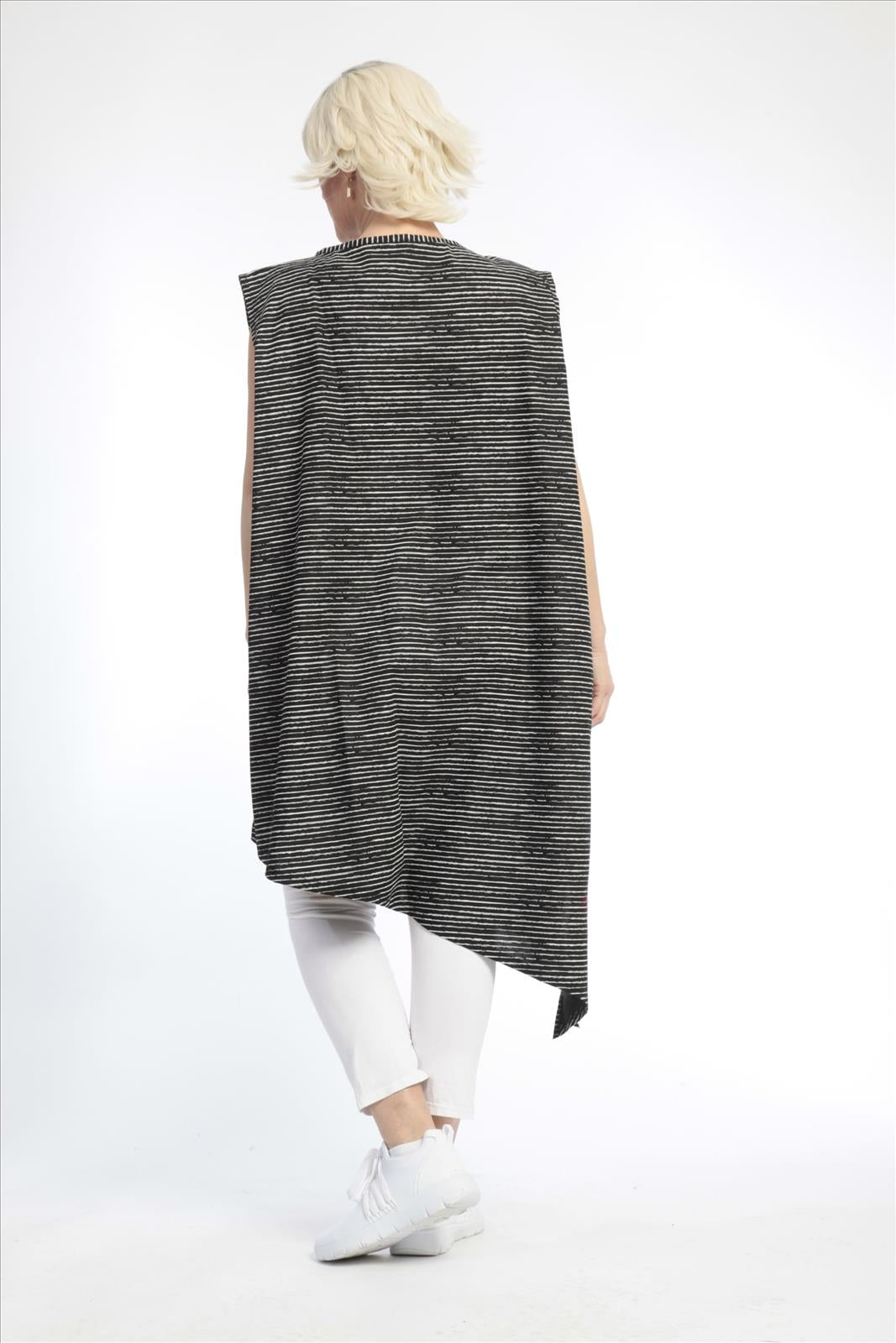  AKH Fashion Tunika in asymmetrischer Form, aus Baumwolle, 0832.06776, Schwarz-Weiß