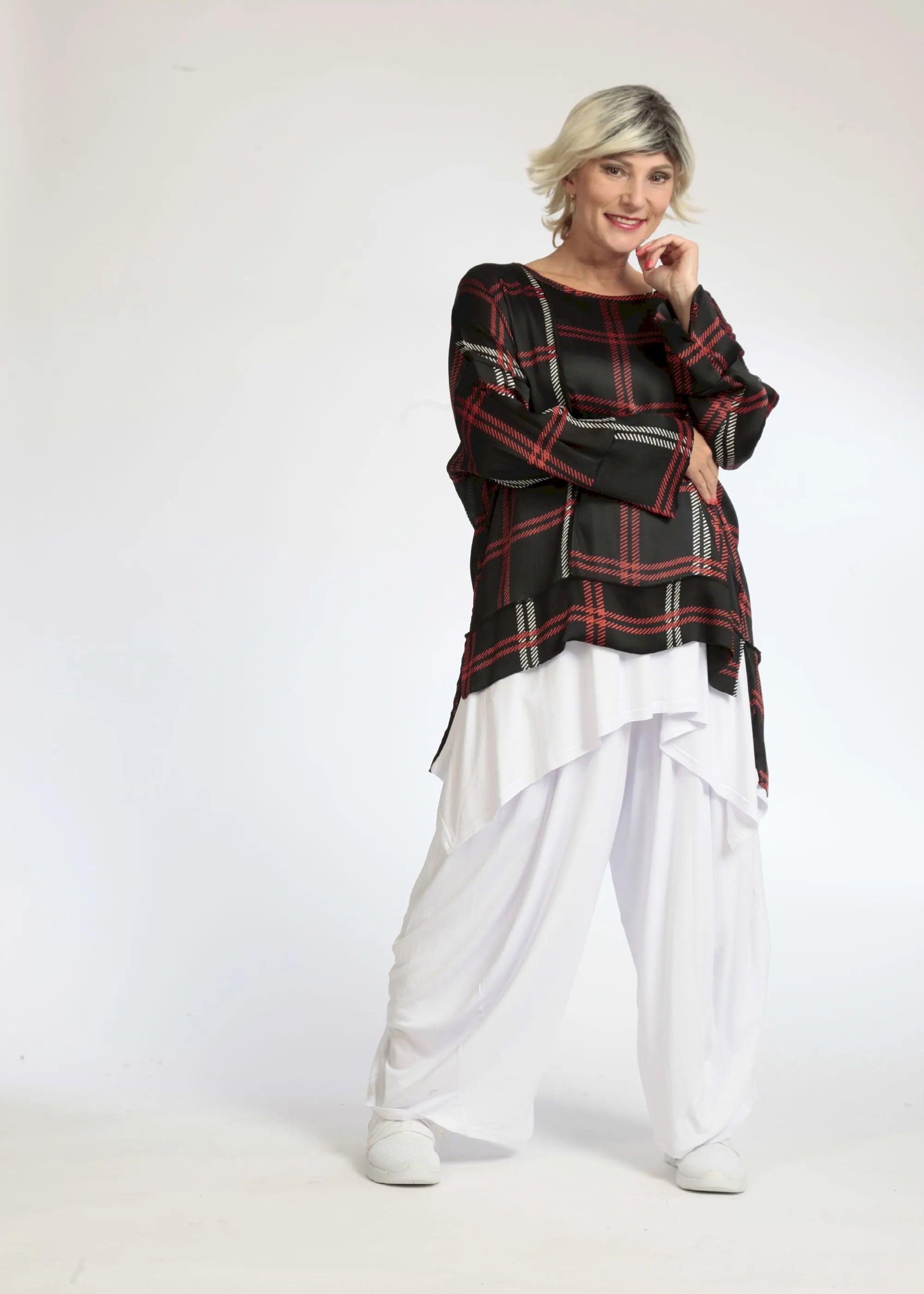  AKH Fashion Shirt in gerader Form, aus Polyester, 1073.06839, Schwarz-Rot, Kariert