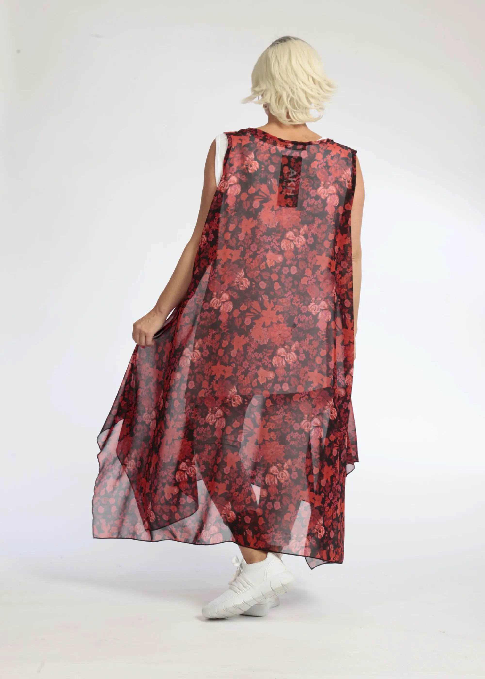  A-Form Tunika von AKH Fashion aus Polyester, 1075.05927, Rot-Schwarz, Blumen, Schick
