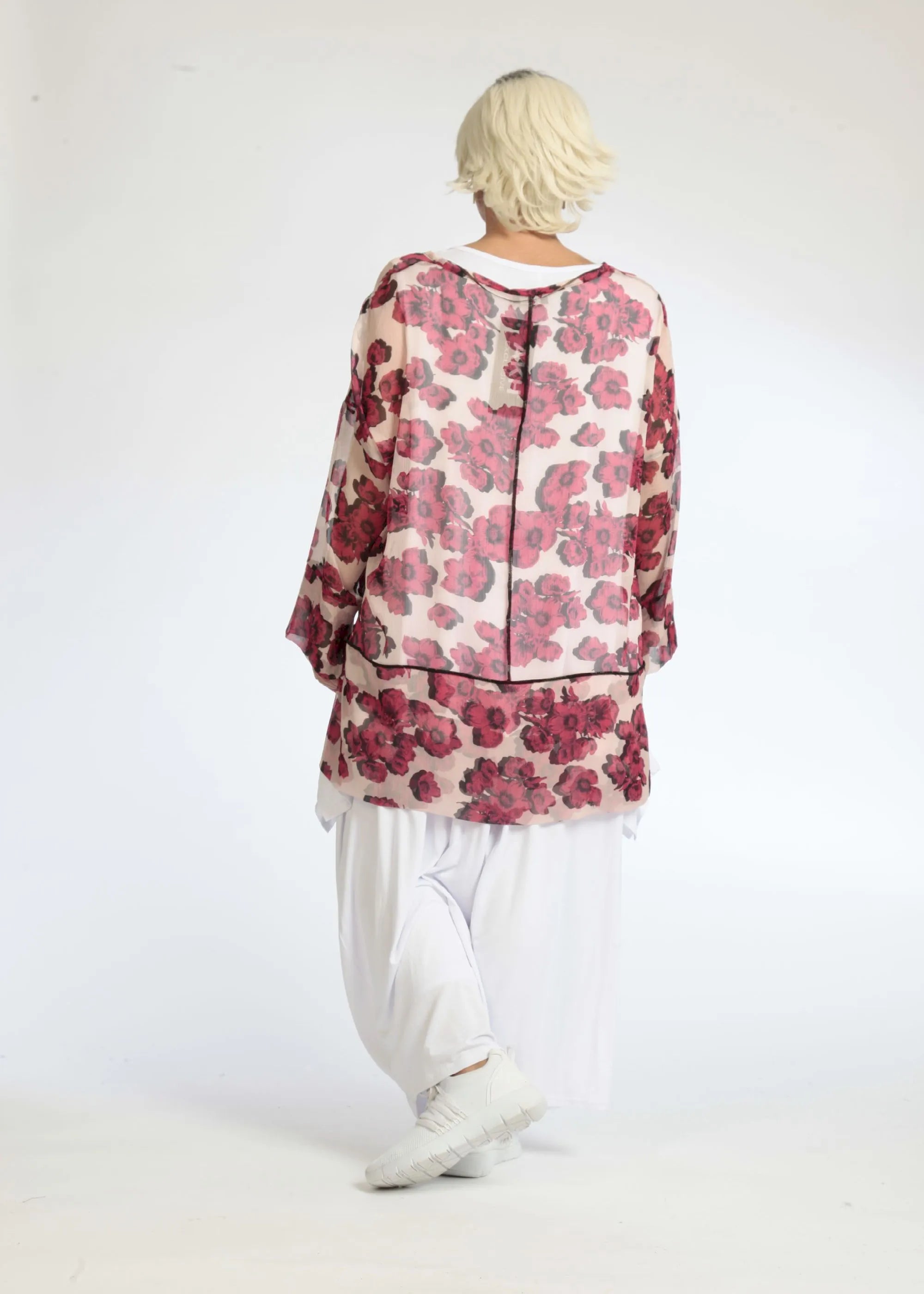  AKH Fashion Shirt in gerader Form, aus Polyester, 1077.06839, Rose-Pink, Blumen, Schick