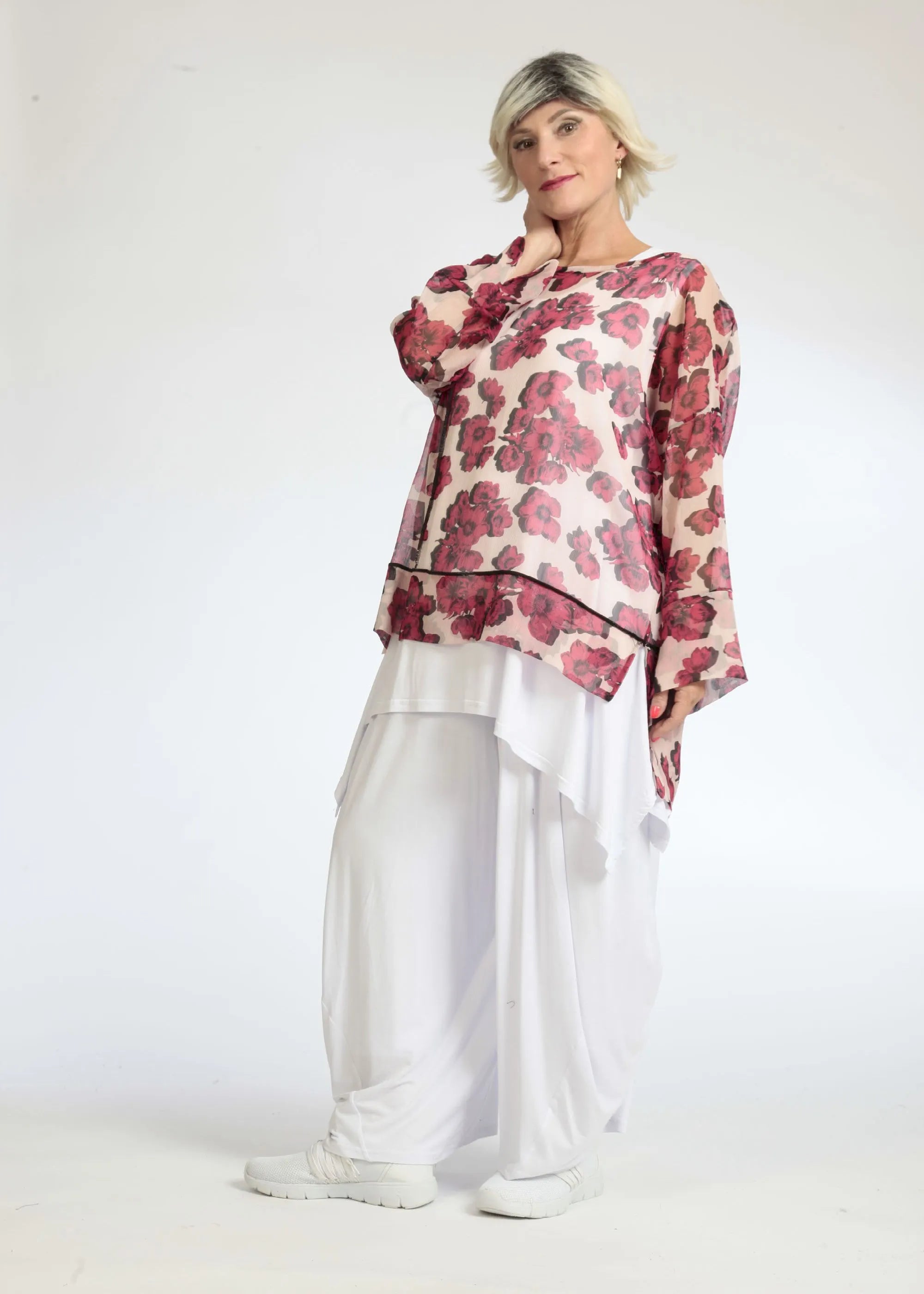  AKH Fashion Shirt in gerader Form, aus Polyester, 1077.06839, Rose-Pink, Blumen, Schick