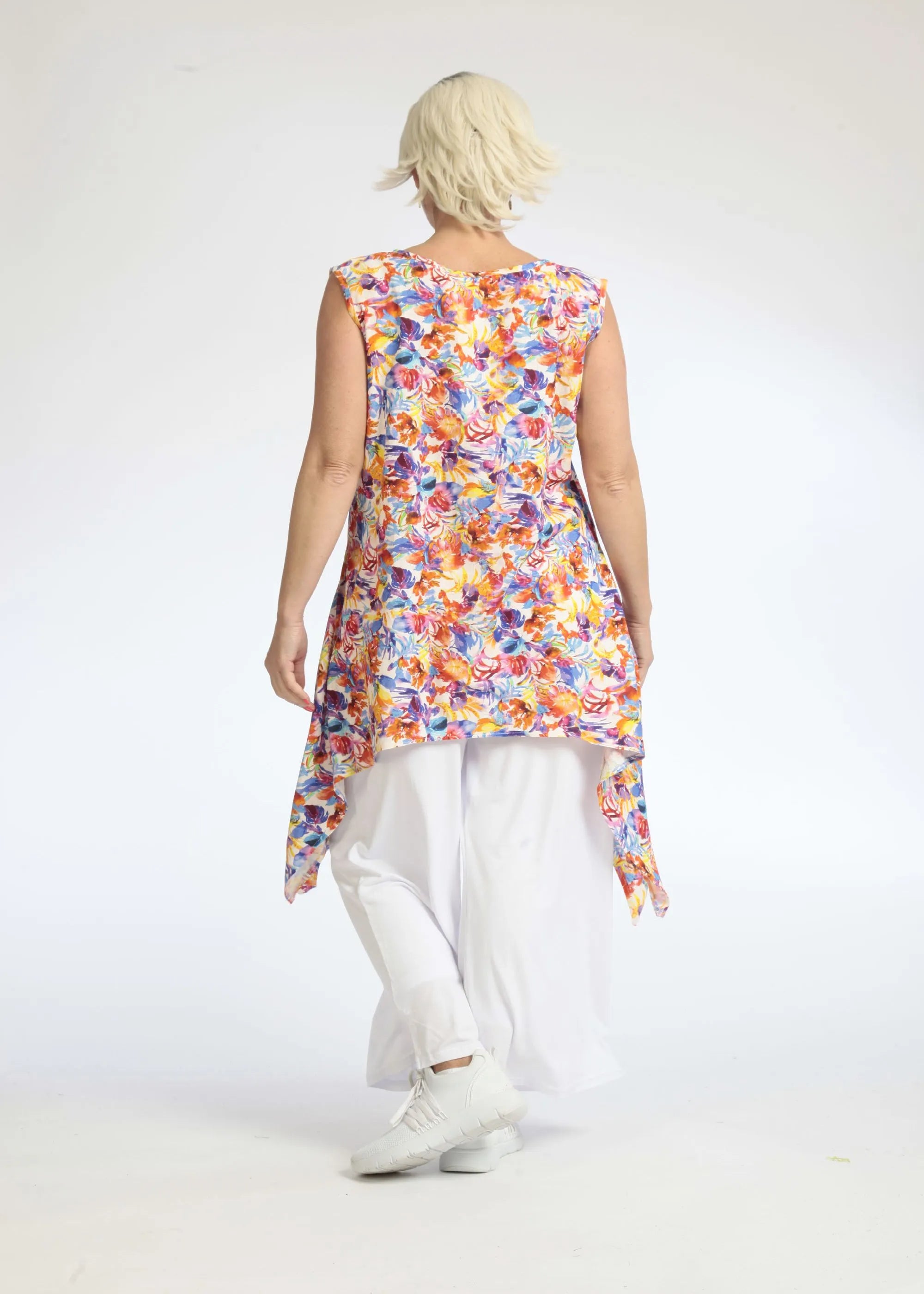  Zipfel Top von AKH Fashion aus Viskose, 1082.01975, Rot-Blau, Blumen, Schick, Modern