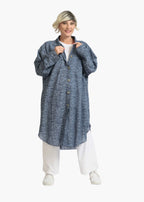  AKH Fashion Bluse in gerundeter Form, aus Baumwolle, 1088.06676, Jeansblau, Blumen