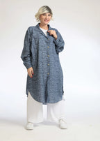  AKH Fashion Bluse in gerundeter Form, aus Baumwolle, 1088.06676, Jeansblau, Blumen