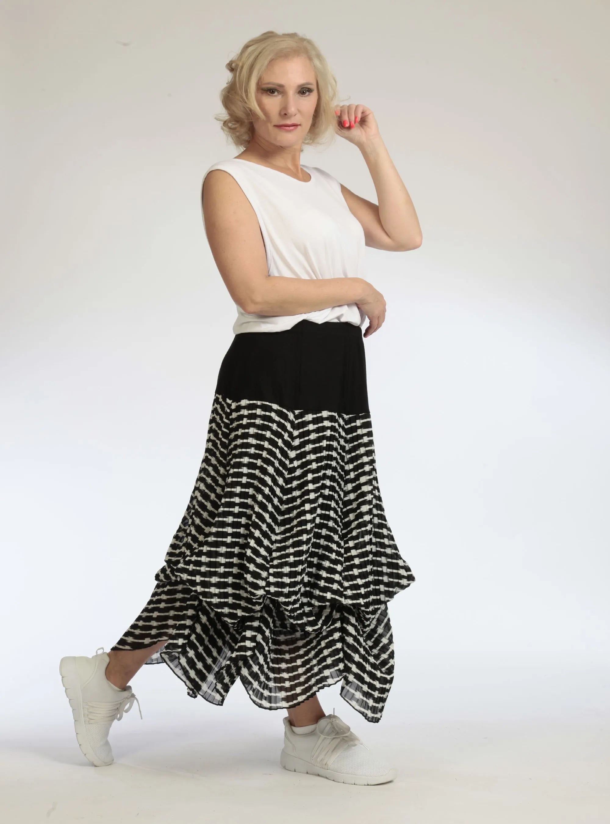  Ballonrock von AKH Fashion aus Polyester, 1091.07559, Schwarz-Weiß, Abstrakt, Schick