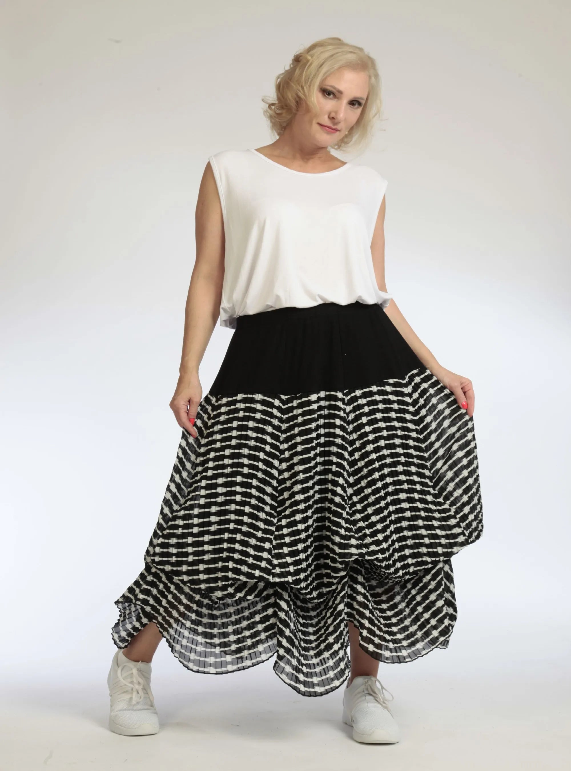  Ballonrock von AKH Fashion aus Polyester, 1091.07559, Schwarz-Weiß, Abstrakt, Schick