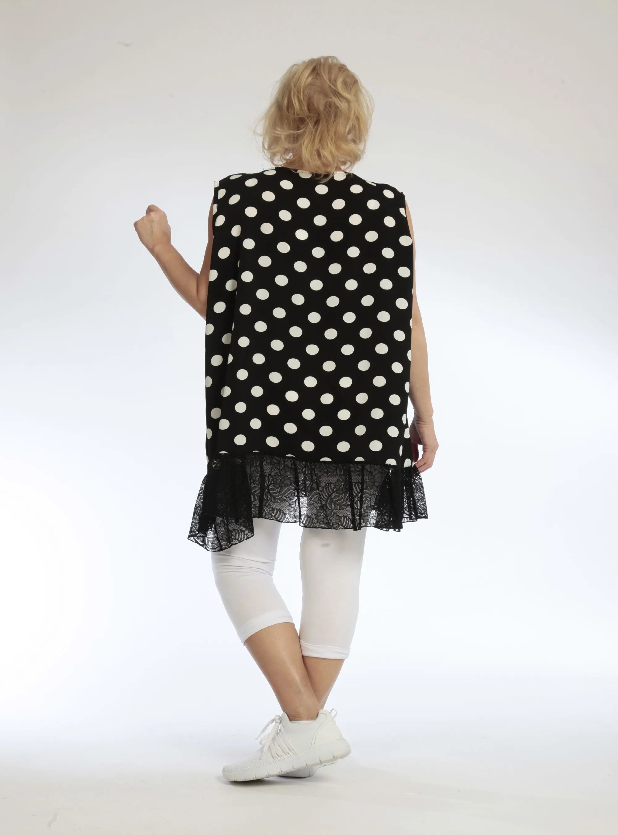  AKH Fashion Top in gerader Form, aus Viskose, 1108.06675, Punkte-Blau, Punkte, Schick