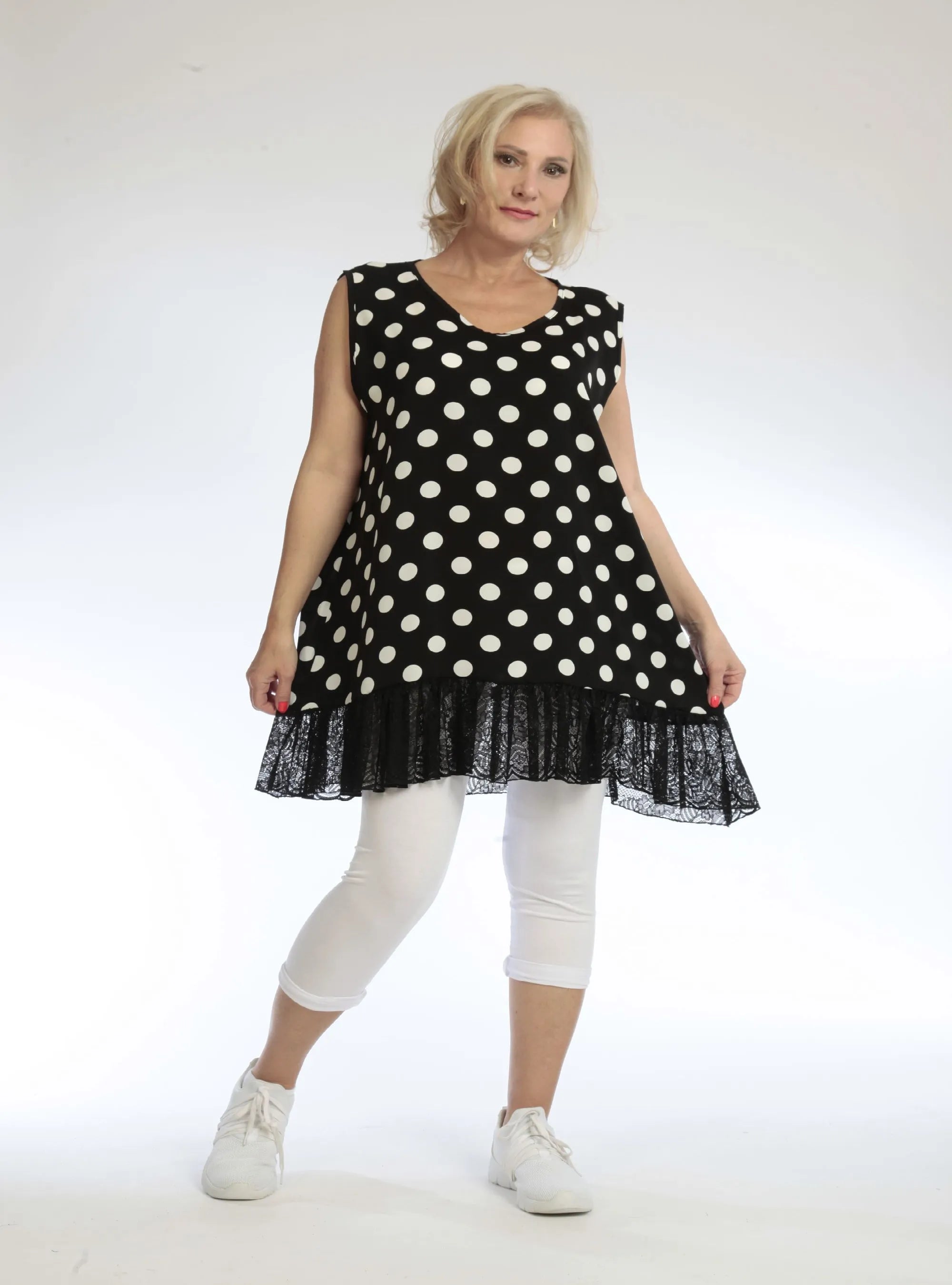  AKH Fashion Top in gerader Form, aus Viskose, 1108.06675, Punkte-Blau, Punkte, Schick