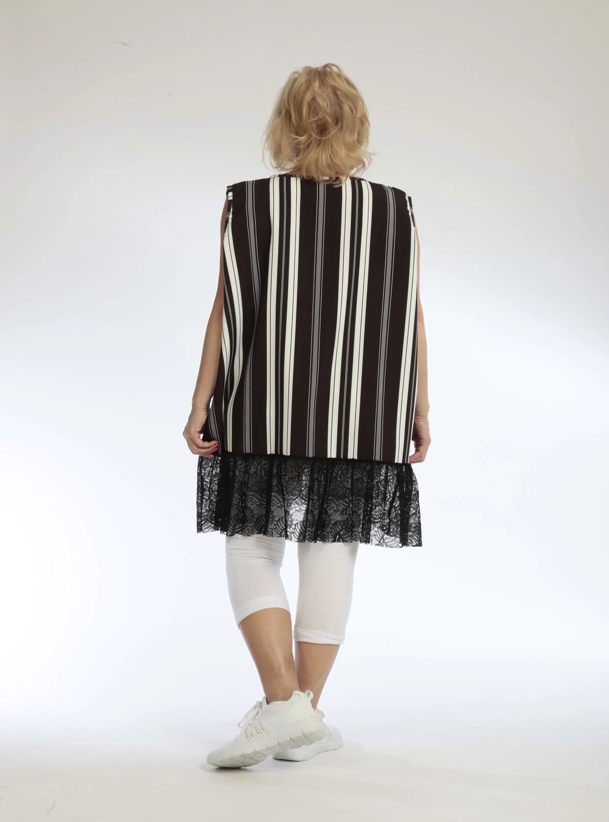  AKH Fashion Top in gerader Form, aus Viskose, 1108.06675, Streifen-Schwarz, Streifen