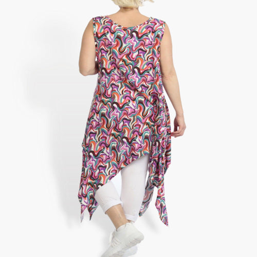  A-Form Tunika von AKH Fashion aus Viskose, 0834.03067, Pink-Rot, Wellen, Schick, Modern