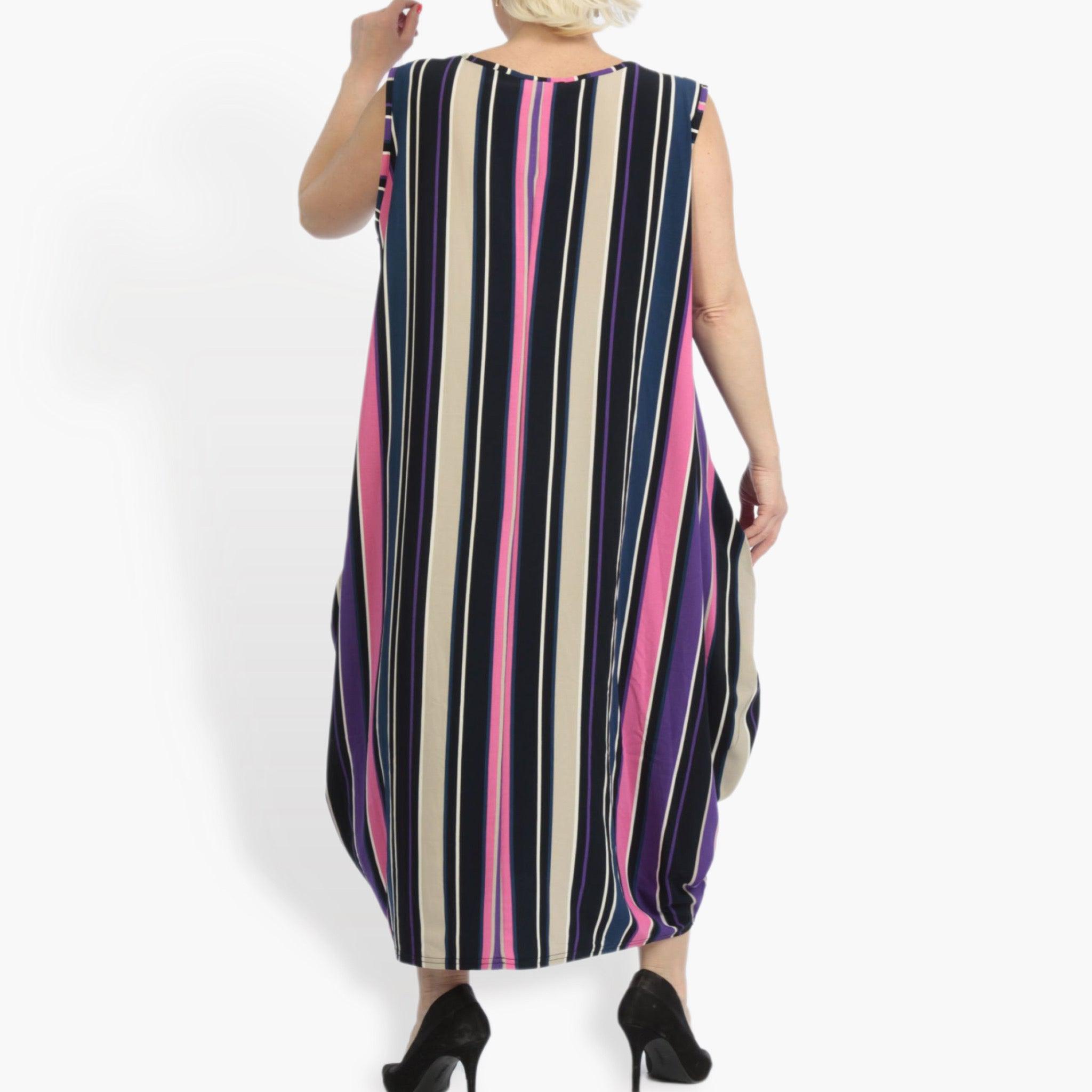  Ballonkleid von AKH Fashion aus Materialmix, 0839.01925, Pink-Lila-Multi, Streifen