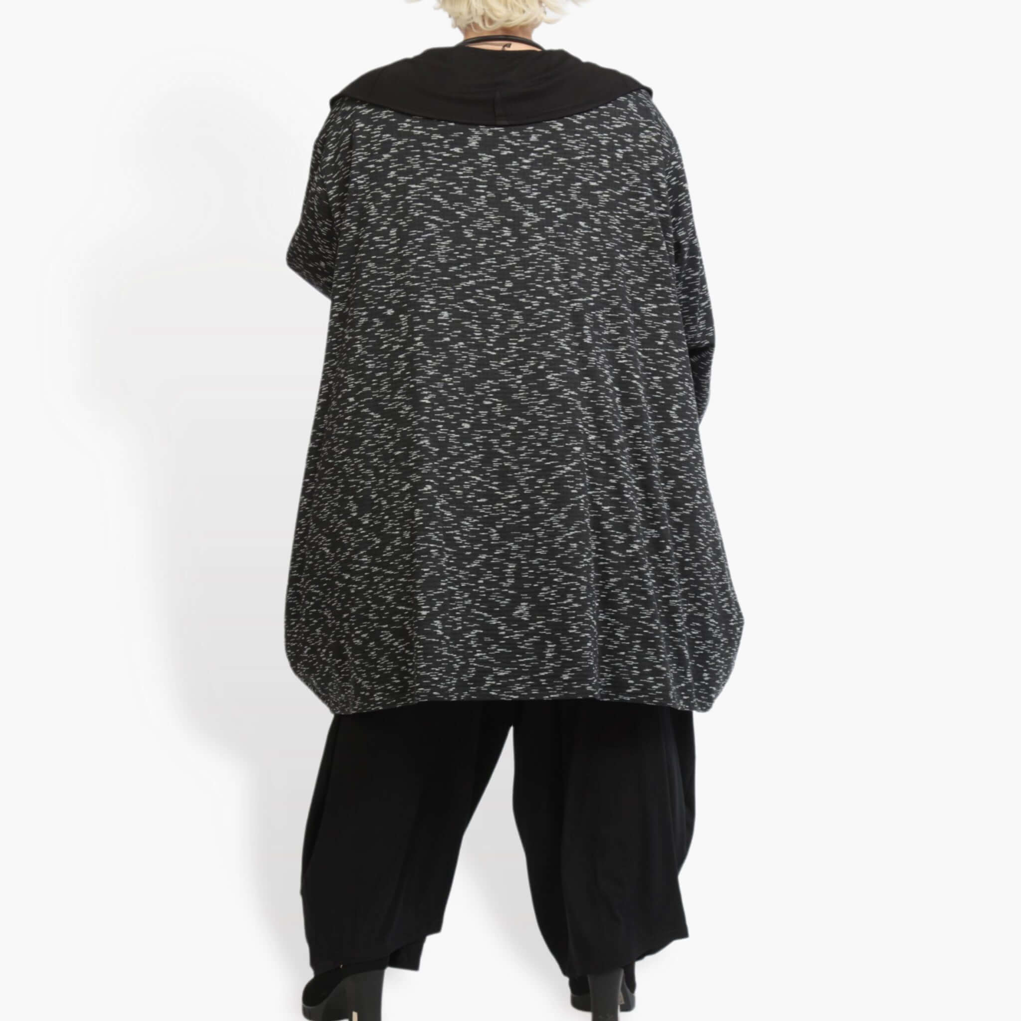  Ballonmantel von AKH Fashion aus Viskose, 0900.06663, Schwarz-Weiß, Meliert, Schick