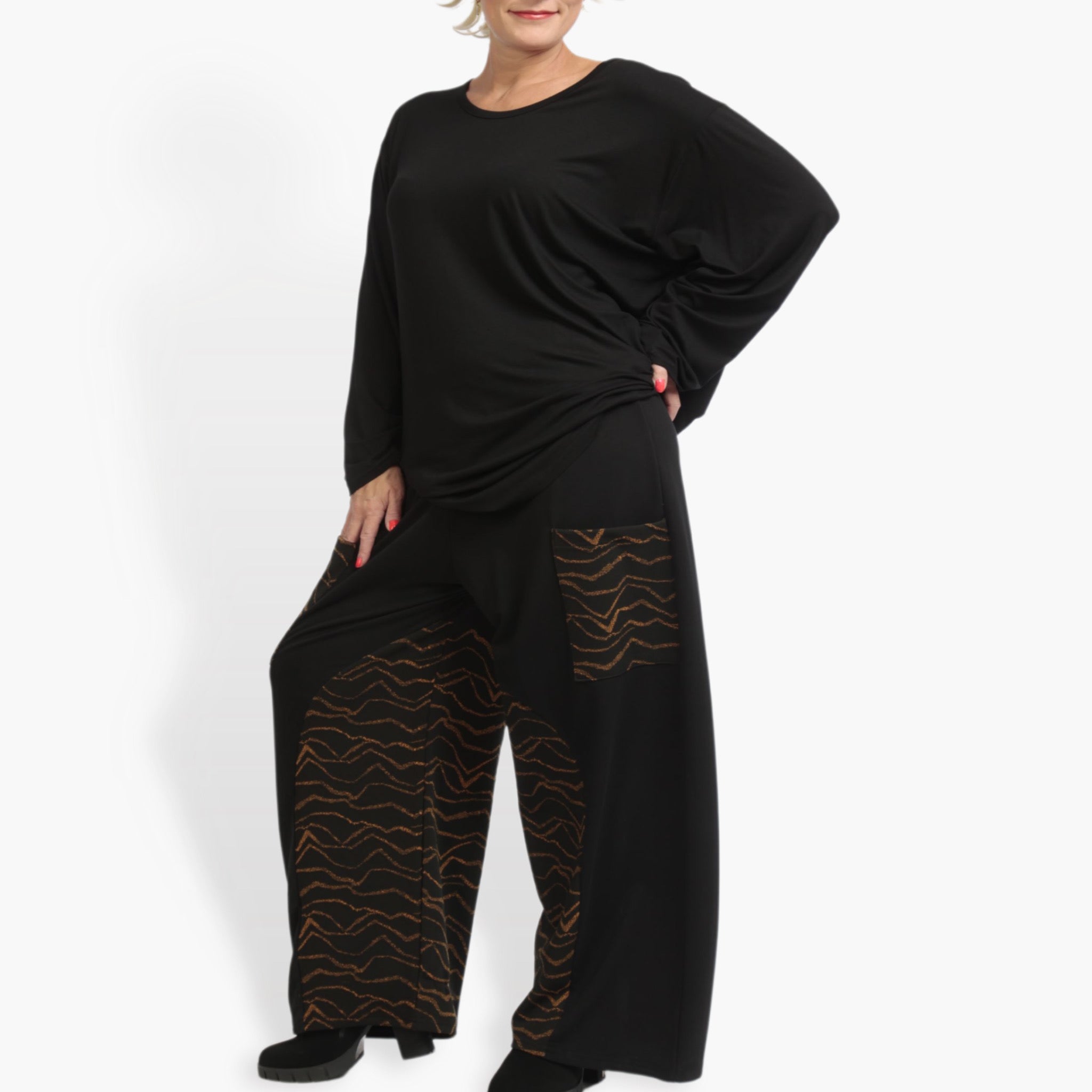 Hose von AKH Fashion aus Viskose in gerader Form, ausgefallene Lagenlook Mode