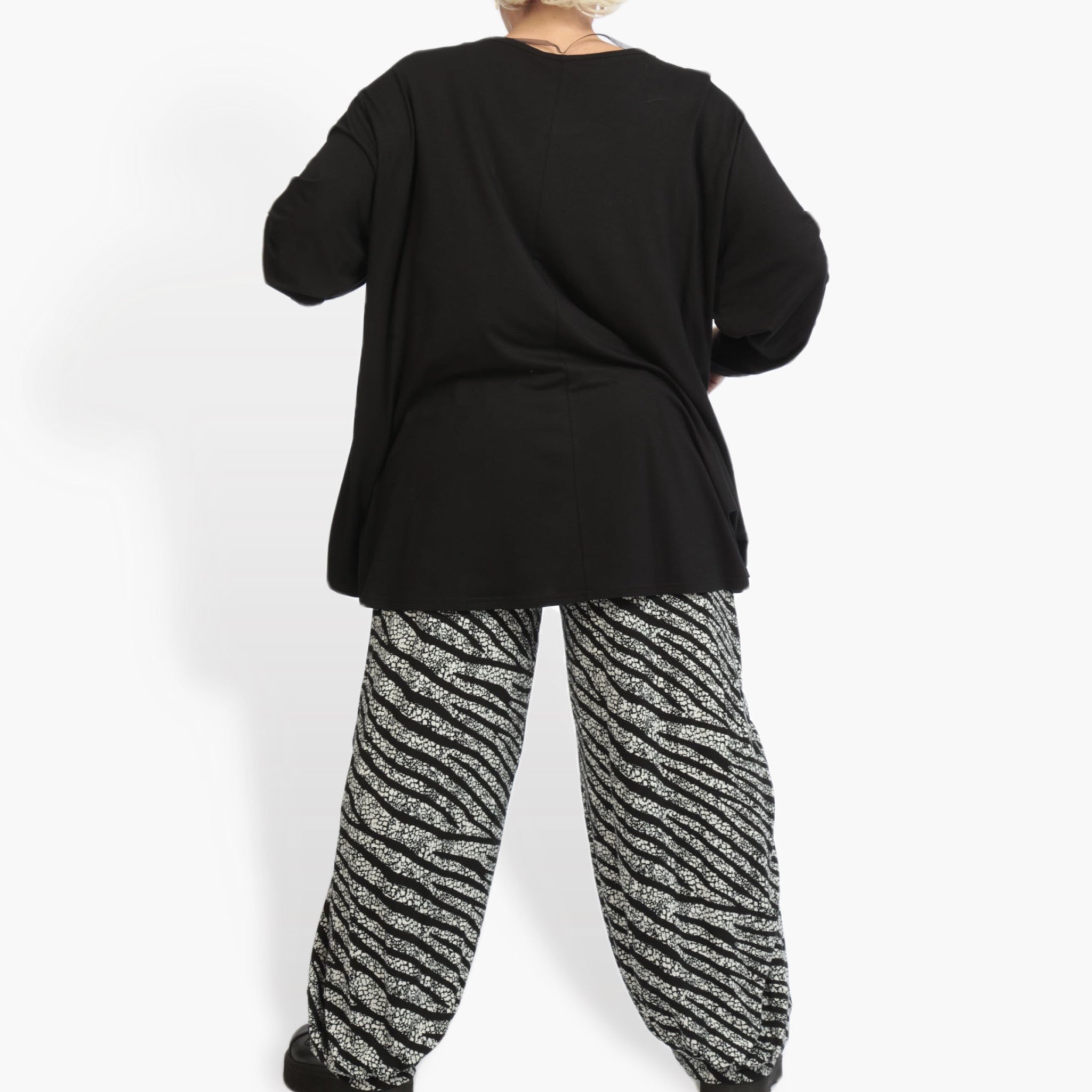  Ballonhose von AKH Fashion aus Viskose, 0939.01942, Schwarz-Weiß, Streifen, Schick