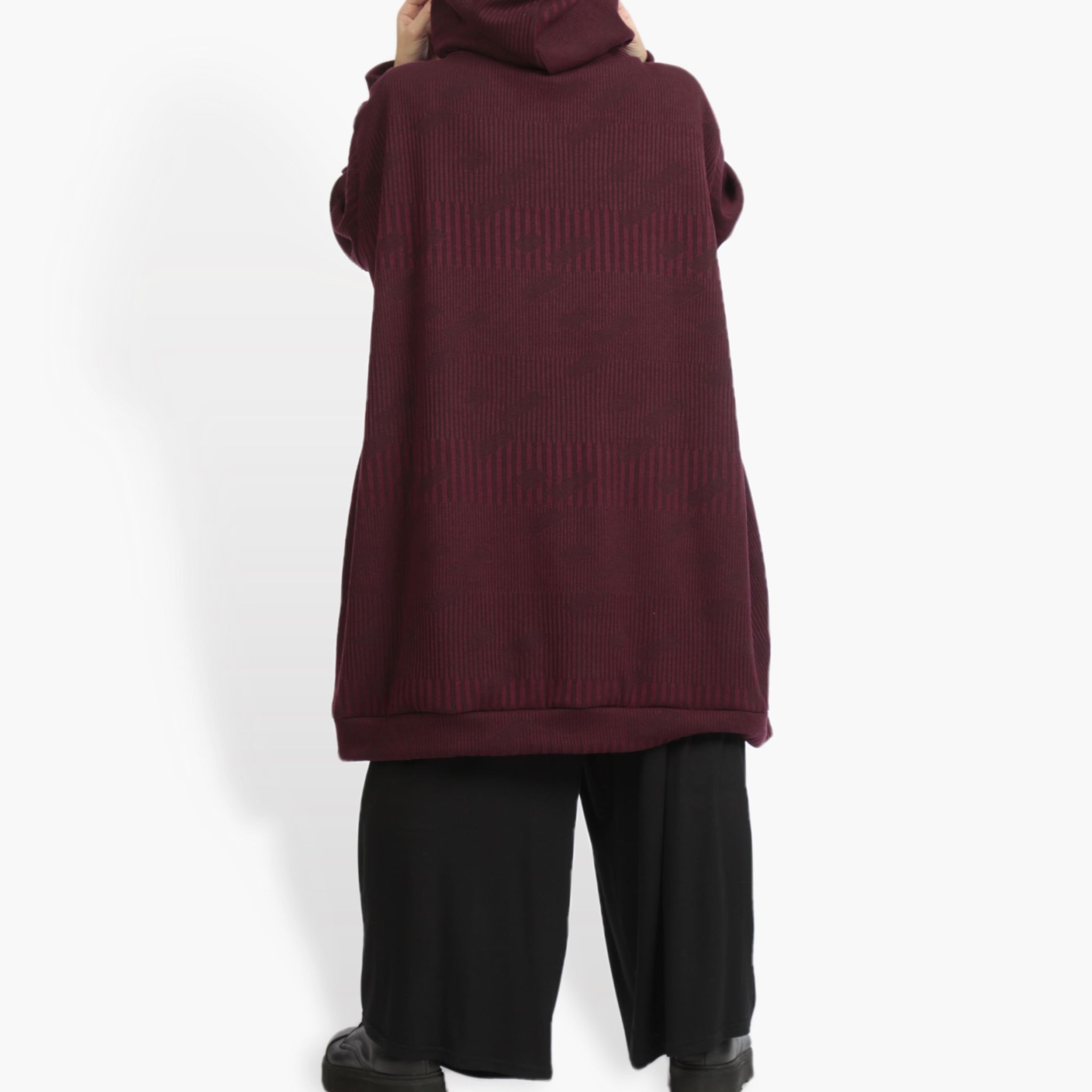  Ballonjacke von AKH Fashion aus Materialmix, 0951.06819, Weinrot, Streifen, Schick