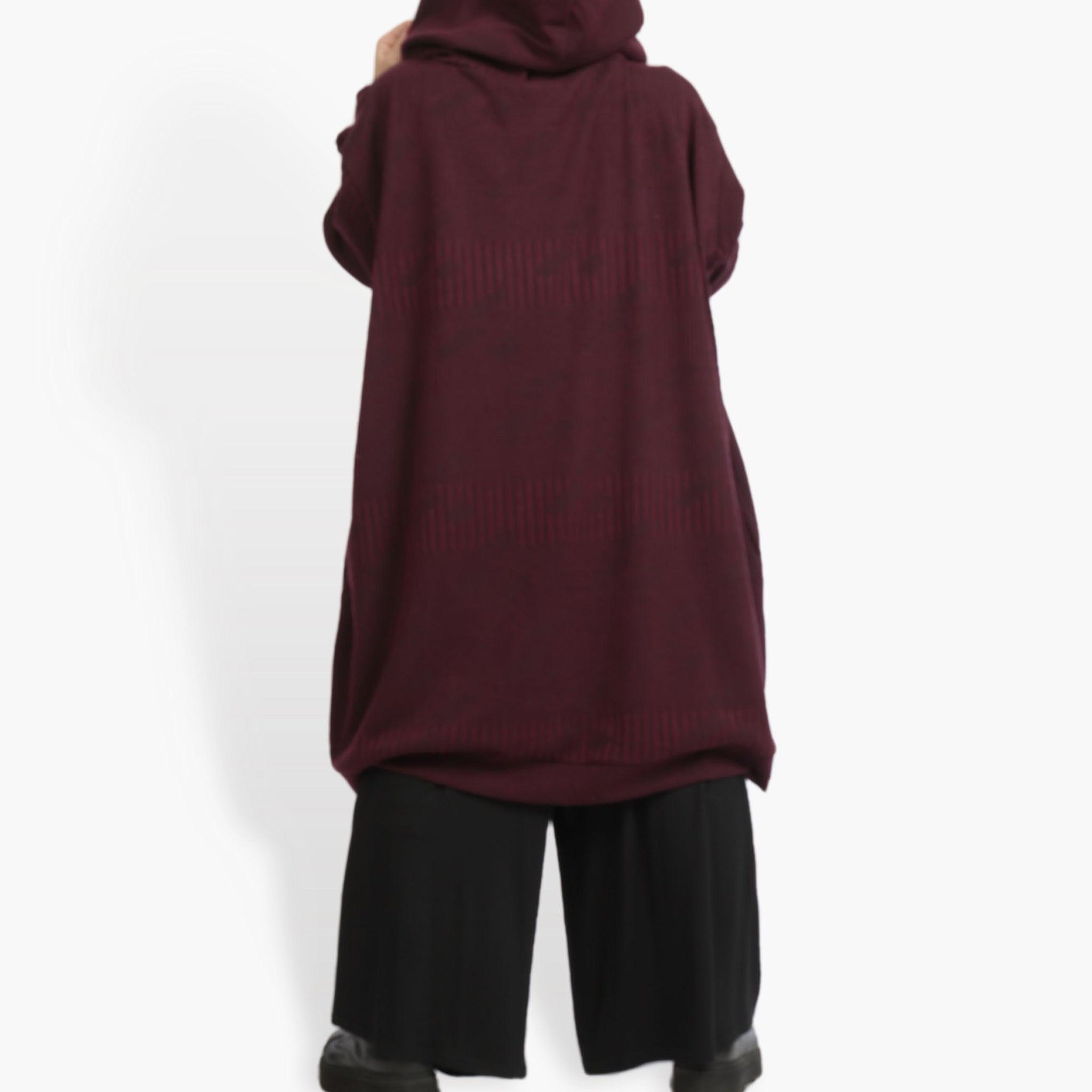  Ballonjacke von AKH Fashion aus Materialmix, 0951.06820, Weinrot, Streifen, Schick