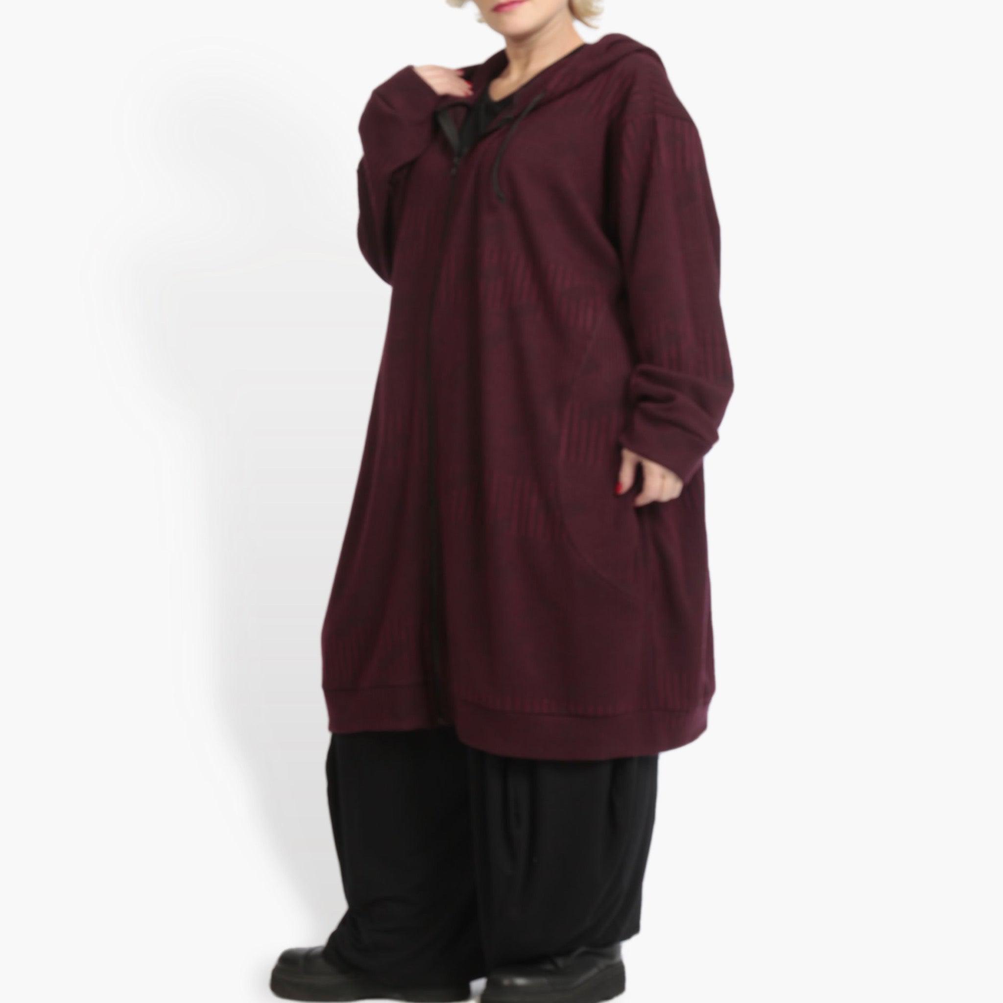  Ballonjacke von AKH Fashion aus Materialmix, 0951.06820, Weinrot, Streifen, Schick