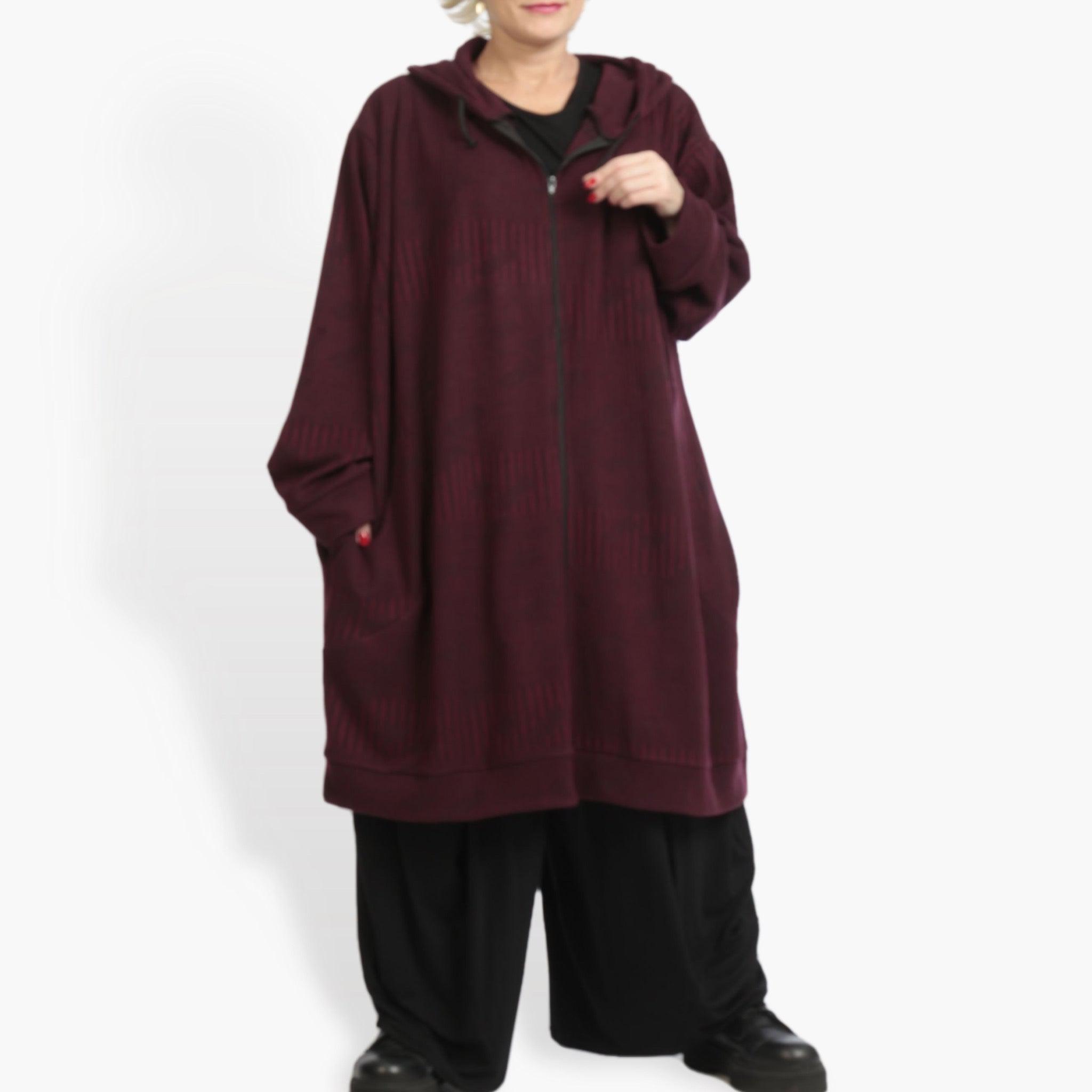  Ballonjacke von AKH Fashion aus Materialmix, 0951.06820, Weinrot, Streifen, Schick