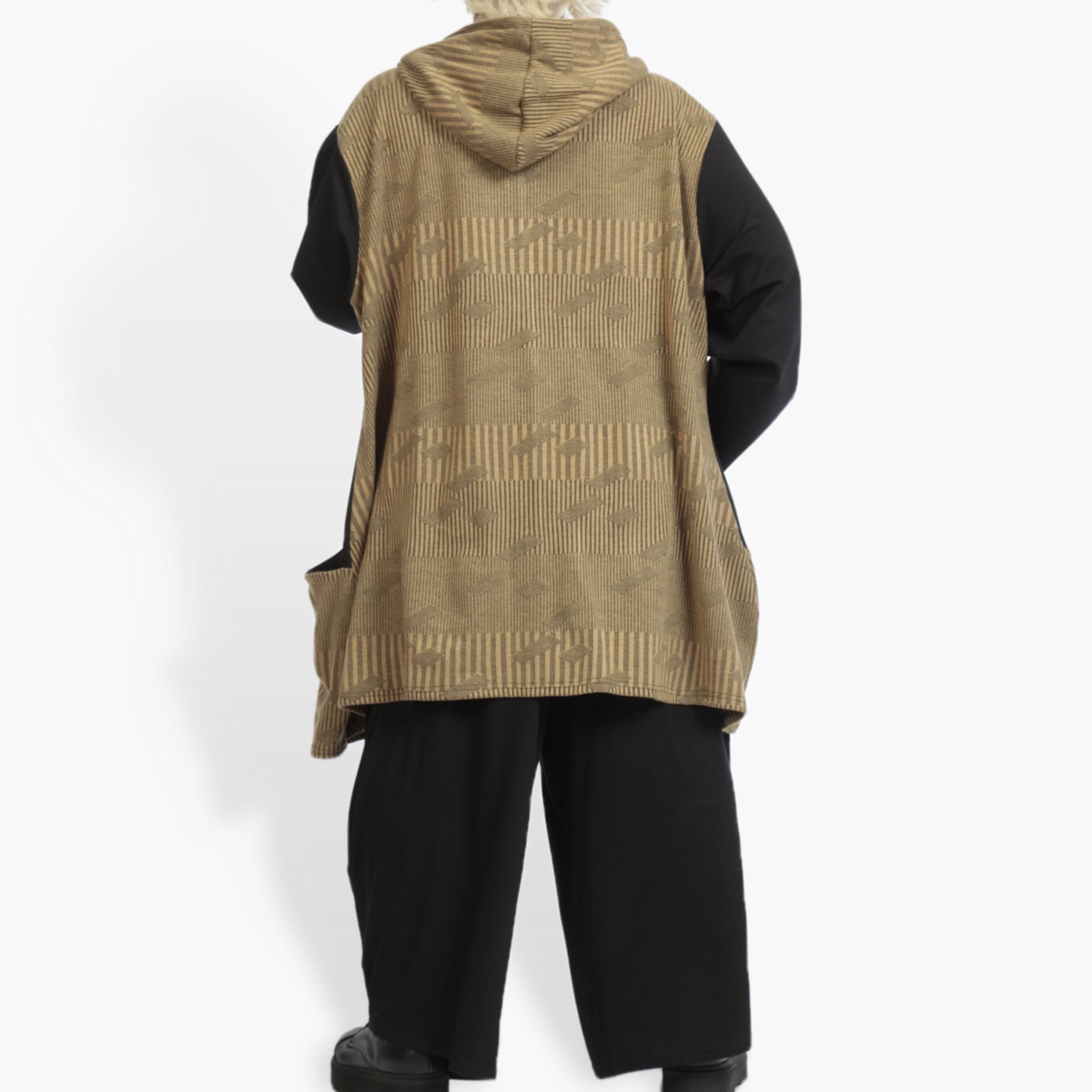  A-Form Jacke von AKH Fashion aus Materialmix, 0951.06665, Cognac-Schwarz, Streifen