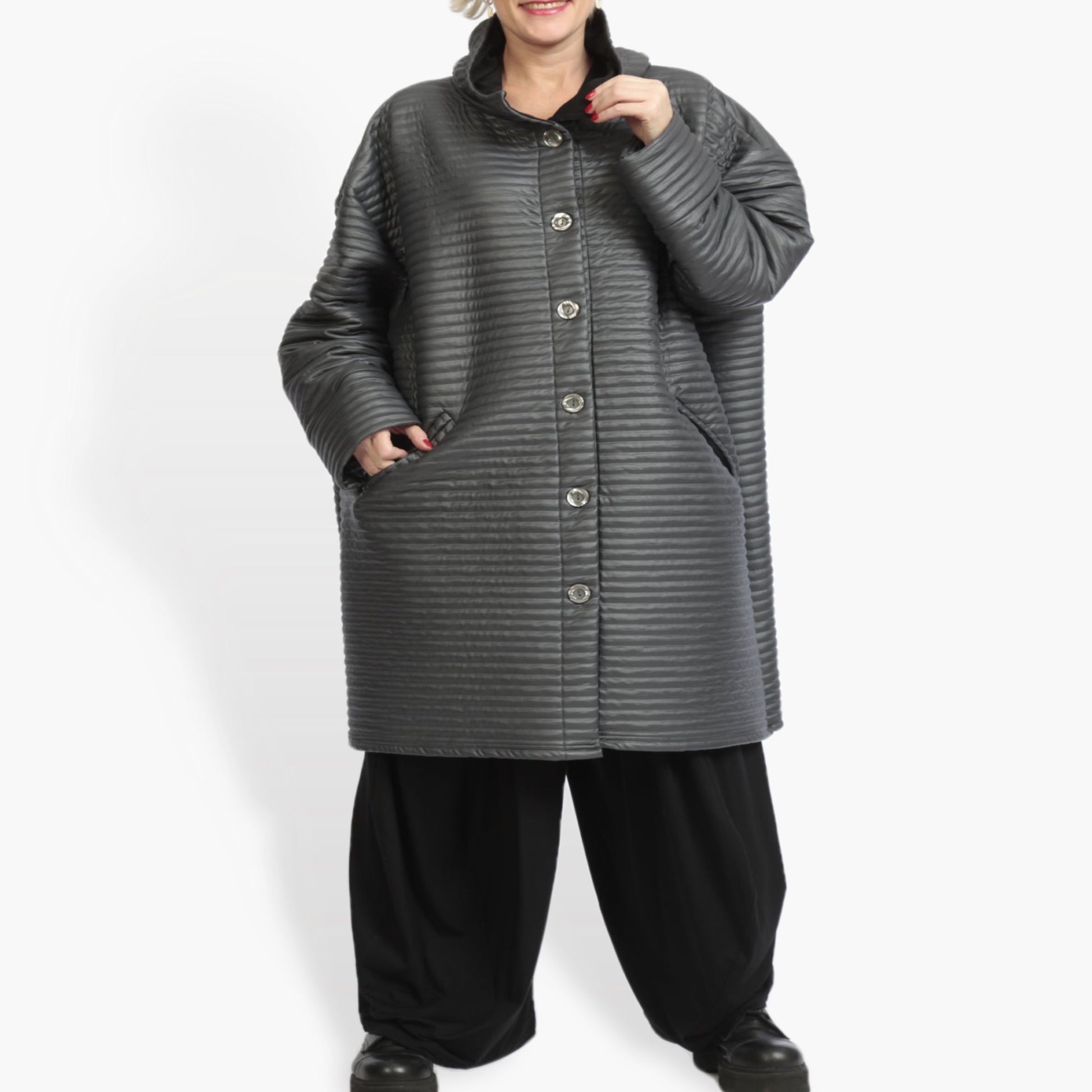  Jacke von AKH Fashion aus Polyester in gerader Form, 0959.06825, Schwarz, Schick, Modern