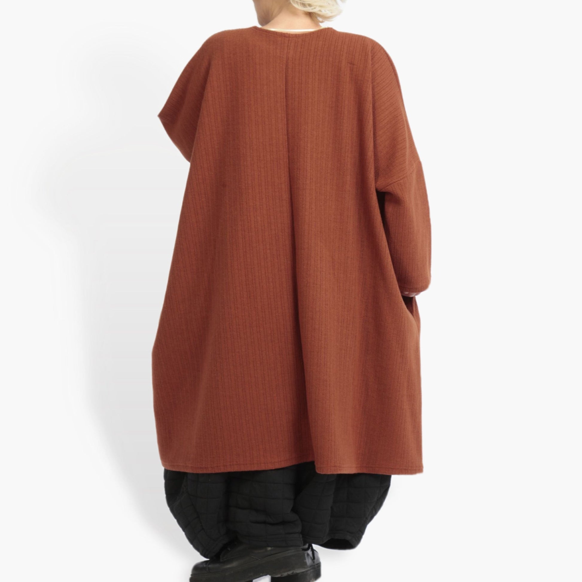  Stilvolles Kleid in warmem Terracotta mit Wolle und Acryl – ideal für den Lagenlook im Herbst