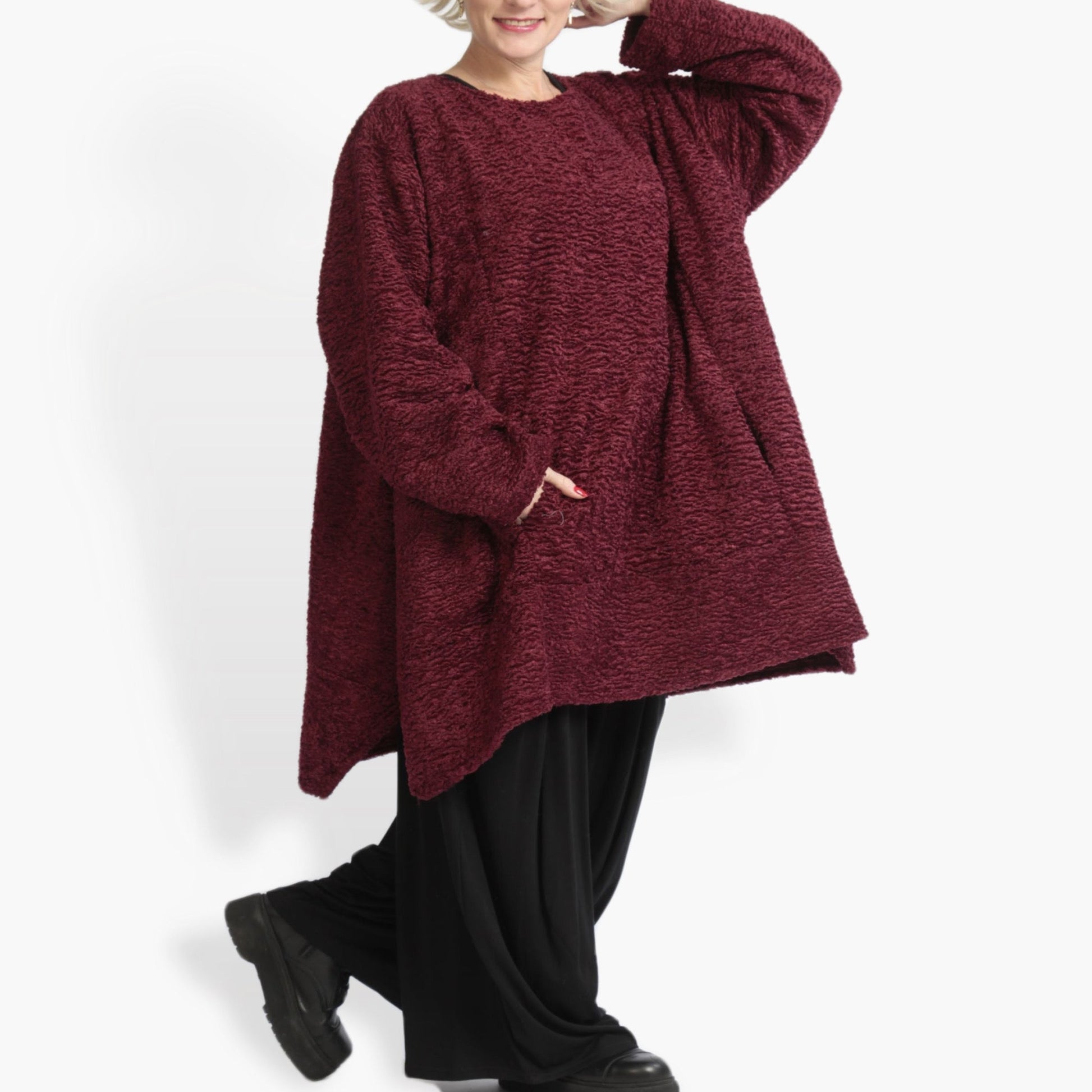  A-Form Shirt in elegantem Burgundy – kuschelig und warm für Herbst und Winter im Oversize-Schnitt